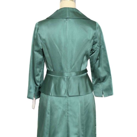 RICKIE FREEMAN Teal Silk Formal Evening Gown with Attached Jacket NWT Size 4 - Picture 6 of 6